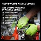 GLOVEWORKS HD Green Gloves, 8 Mil Nitrile Disposable Heavy Duty Raised Diamond Grip Mechanic Glove, Bulk Purchasing Options
