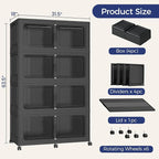 200GAL Extra Large Storage Bins with Lid, 800Qt Stackable Closet Organizers and Drawers, Collapsible Storage Bins with Wheels, Folding Containers for Home, Kitchen Office, 4Pack Black