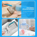 5 Pack Bottle Brush, Straw Cleaner Brush & Water Bottle Brush,15in Stainless Steel Brush, 3 Straw Brushes, 3-in-1 Bottle Cleaning Brush for Water Bottle, Coffee Mugs, Straws-Blue