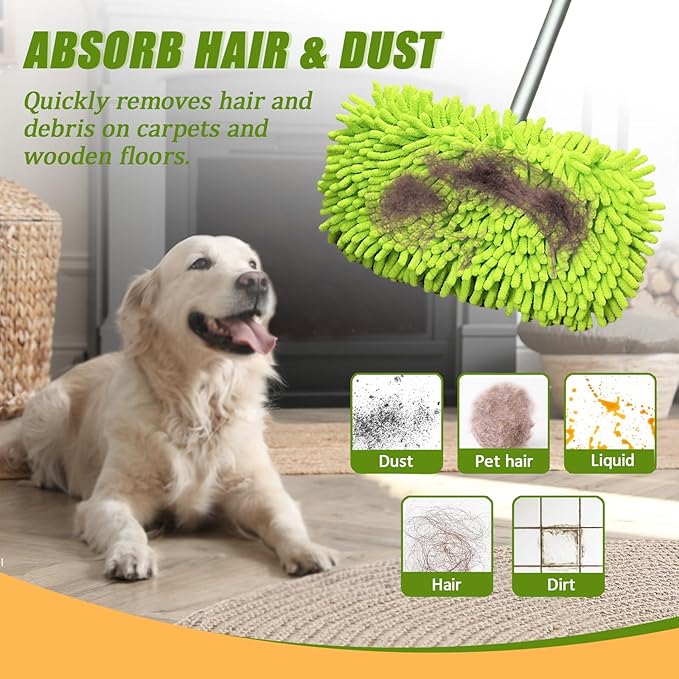 4PCS Reusable Dry Sweeping Cloths Compatible with Swiffer Sweeper Mop,Reusable Microfiber Mop Pads for Swiffer,Replacement Wet Mopping Pad Refills & Washable Dry Sweeping Cloths for Floor Cleaning