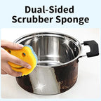 SmilePowo 9 Pack Scrub Sponge, Dual-Sided Temperature Controlled Kitchen Sponge for Dishes,Cute Frog Scrub Sponges Household Cleaning Pads Bathroom Wall Cleaner Multi-Functional Cleaning Sponges
