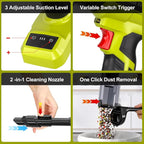Cordless Vacuum Compatible with Ryobi 18V Battery, Handheld Electric Vacuum Cleaner with 105AW Powerful Suction, 3-Speed Car Vacuum for Home Pet Hair, Car (5 Filters, Battery Not Included)