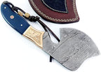 Damascus Steel Blade Axe Hatchet Tomahawk Hunting Knife Camping Hiking SM46