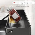 Bokelai Spice Rack 3 Tier Foldable Seasoning Organizer Jars Storage Holder Step Shelf for Cabinet Kitchen Countertop Pantry Coffee Bar Black