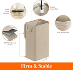 Lifewit Single Laundry Hamper with Lid and Removable Laundry Bags, Large Collapsible 1 Dividers Dirty Clothes Basket with Handles for Bedroom Laundry Room Closet Bathroom College, 100L Beige