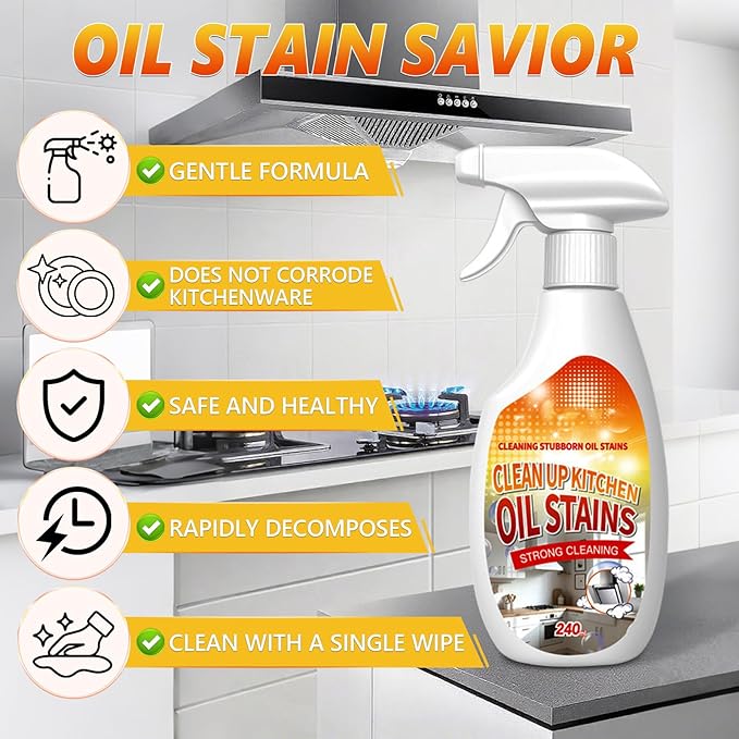 Heavy Duty Degreaser, 2025 New Kitchen Cleaner, Multipurpose Oil Stain Remover, Strong Grill Cleaner for Restaurant, Multipurpose Cleaner Spray for Countertops, Ovens