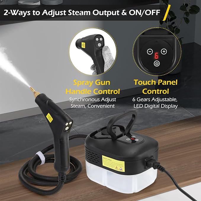 Dyna-Living Steam Cleaner 1500W Handheld Steamer for Cleaning Portable Car Steamer Cleaner, 221℉ High-Temp Steamer Cleaner for Home, Intelligent Touch Panel & Spray Gun Control