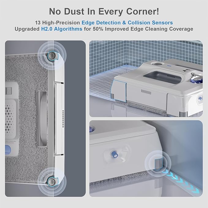 Auto Window Cleaning Robot A1, Upgraded 4 Water Spray & 6000PA High Suction Power Window Cleaner with Laser Sensor Detection, Perfect for High-Rise Windows, Tiles and Glass
