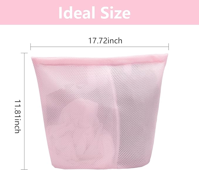 2 Pcs Special Zoning laundry bag for delicates with handles mesh laundry bags washing machine laundry totes travel storage and sorting bag(Pink-Blue)