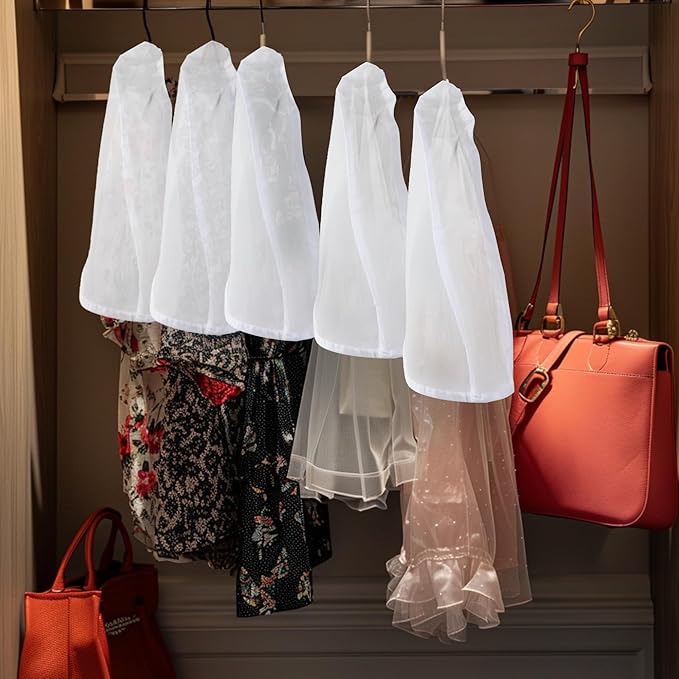 50pcs Clothes Protectors For Hanging Clothes，Suit Covers For Closet，Dust Covers For Hanging Clothes，Garment Covers For Hanging Clothes，Hanger Covers To Keep Dust Off Clothes，24''W X 12"H X 2''D