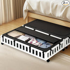 2 Pack Bamboo Under Bed Storage with Wheels, 39”x20”x7.8” Lager Under Bed Storage Containers (White)