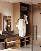 BaiNong 12" Valet Rod for Closet Pull Out With 4 Hooks Valet Rods for Closets (2Pack Gold) Closet Valet Rod Slide Out