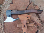 Kacha Store | custom handmade Viking medieval Axe with Viking gift,Hand Axe,Viking Gifts for Men,Camping Tomahawk,Bearded,Valhalla Axe with Leather Sheath (Battle axe) (Battle)