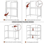 Crofy No Assembly Folding Bookshelf for Living Room, 2 Tier White Collapsible Book Shelf for Home Office, Portable Bookcase Storage Organizer