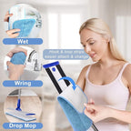 18" Professional Microfiber Mop Floor Cleaning System, Flat Mop with Stainless Steel Handle, 4 Reusable Washable Mop Pads, Wet and Dust Mopping for Hardwood, Vinyl, Laminate, Tile Cleaning