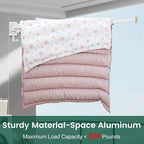 Wall Mounted Clothes Drying Rack, Laundry Drying Rack Wall Mount, 3-Fold Drying Rack Clothing, Foldable Clothes Drying Rack with 12 Dual Hooks Organization for Laundry Room Indoor - White