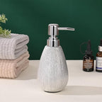 Brushed Silver Ceramic Soap Dispenser, 11 oz Textured Hand or Dish Soap Dispenser with Silver Plastic Pump for Bathroom or Kitchen Countertop