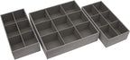 Household Essentials 3 Piece Drawer Organizers Starter Set, Customizable Inserts, Large Tray and 2 Small Trays, Silver