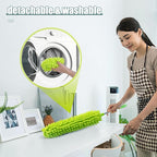 Microfiber Feather Duster with Extension Pole, Bendable Reusable Washable Dusters for Cleaning High Ceiling Fan, Cobweb, Blinds, Keyboard, Furniture & Cars, Duster Kit with Storage Bag (11 PCS)