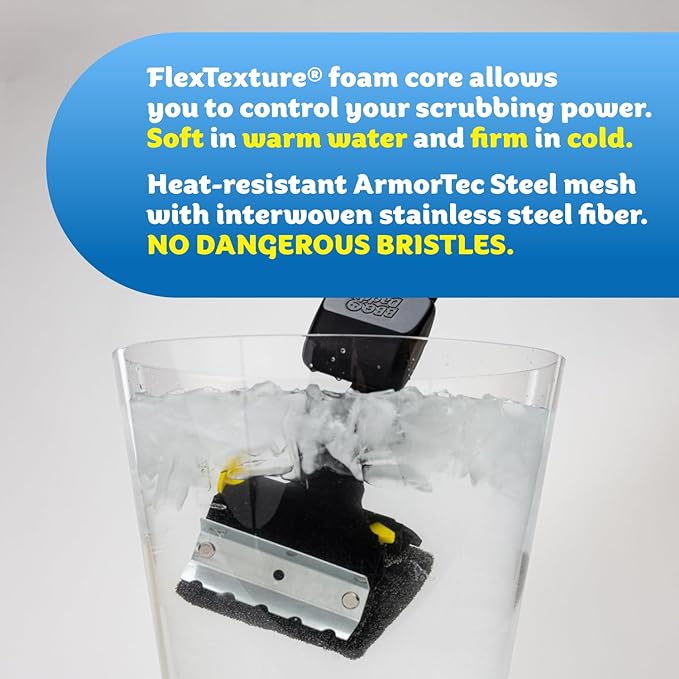 Scrub Daddy Household Cleaning Supplies - The Microfiber BBQ Bundle - Includes 2 Microfiber Towels, 1 Grill Brush & PowerPaste Cleaning Paste with 1 Scrub Mommy Sponge