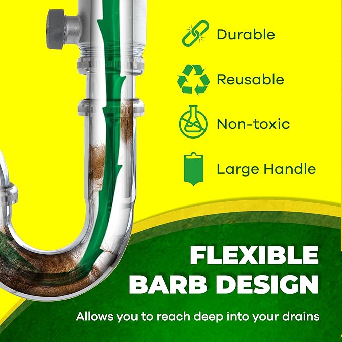 The original Zip-It Hair Clog Remover 25-inch Overall Length Drain Snake Cleaner (3-Pack), Unclog Your Sink, Shower, & Tub Drain In Seconds – Non-toxic, Made in the USA
