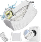 Shoe Washing Machine Bag, 1 Pack Laundry Shoe Bags for Washer and Dryer, Sturdy Zipper with Hook Design,Dry Net Bag Included, Reusable for Sneaker, White 1PCS