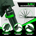RHINO USA Folding Survival Shovel w/Pick - Heavy Duty Carbon Steel Military Style Entrenching Tool for Off Road, Camping, Gardening, Beach, Digging Dirt, Sand, Mud & Snow - Green