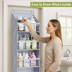 AOODA 2 Pack Over the Door Organizer, Large Capacity Closet Door Hanging Organizer, Clear Deep Pockets Baby Organizer Storage for Nursery, Bathroom, Bedroom, Pantry, Diapers (Grey)