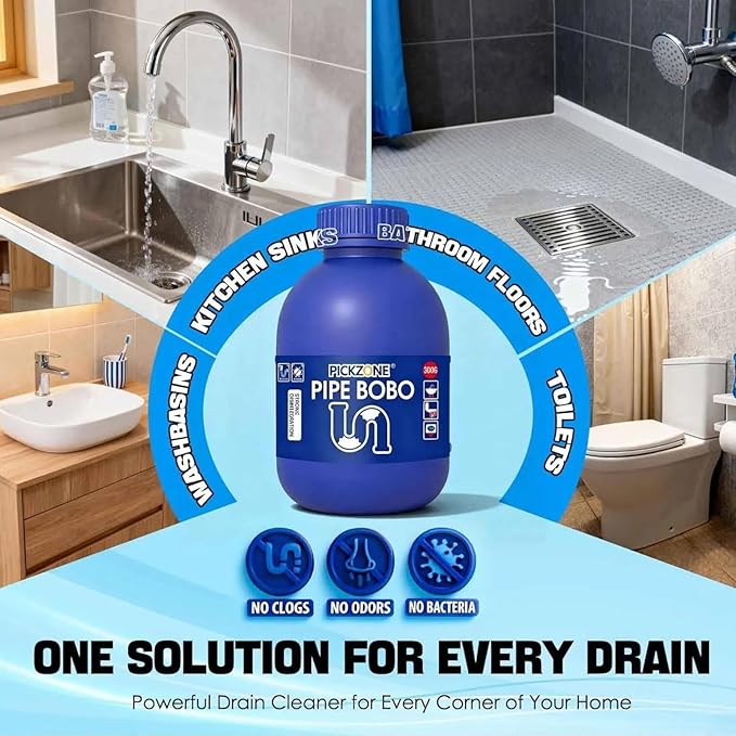 Sink and Drain Cleaner Powder - Drain Clog Remover, Pipe Bobo D-rain Cleaner for Kitchen Bathroom Tubs and Showers, Powerful Unclogging Improve Water Flow (3 Bottle, Fl Oz, 40.2)