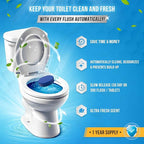 ACTIVE Automatic Toilet Bowl Cleaner Tablets Blue Gel Toilet Tank Cleaners, Septic-Safe Hard Water Ring Stain Remover, Smell Eliminator Heavy Duty Toilet Cleaning & Deodorizer, Fresh Scent - 12 Tabs
