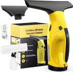Window Vacuum Squeegee Cordless, Rechargeable Window Vacuum Cleaner with 2 X Squeegee (11”+ 6.7”), Electric Window Vac for Windows, Tiles, Mirrors, Showers, Glass, 2200mA