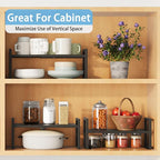 2 Pack Expandable Kitchen Cabinet Shelves Organizer,Heavy Duty Metal Shelving Units and Storage,Stackable Adjustable Kitchen Storage Organization Shelves Rack for Counter Cupboard Pantry,Length:20.5"