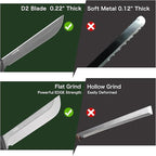 NedFoss 16" Survival Machete with Sheath, D2 Steel 0.22" Thick Full Tang Blade Machete Knife with Flat Grinding, Machete for Cutting Trees, for Yard Work, Clearing Brush with TPE Handle