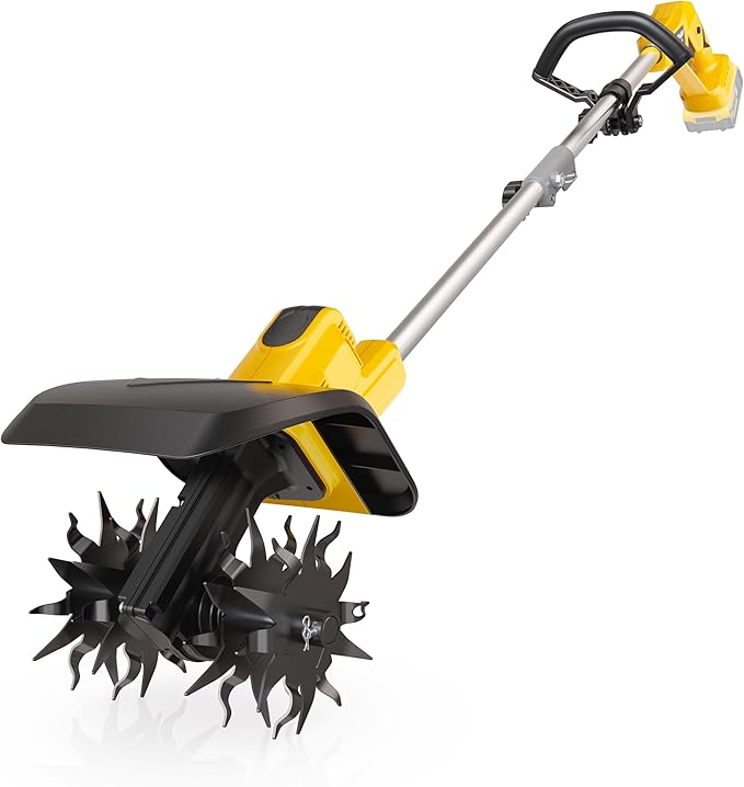 Cordless Tiller Cultivator for Dewalt 20V Battery(Tool Only), Brushless Motor,Electric Garden Tiller w/360 RPM, 9In Tilling Width and 6.6In Depth Garden Rototiller for Lawn/Soil Cultivation