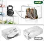 4 Pack X-Large Shoe Boxes Clear Plastic Stackable Storage Box Size 14 Thicken Sneaker Shoes Containers with Magnetic Door Acrylic Display Case Organizer for Closet
