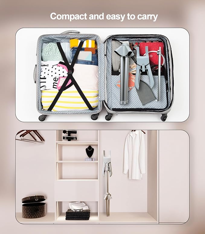 Garment Steamer Hanger with Ironing Glove, Portable Steamer Rack for Clothes, Garment Rack for Steaming Clothes Adjustable Handheld Hanging Ironing Clothes Stand