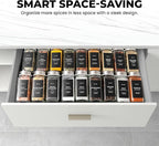 ALCOVA Spice Drawer Organizer, 4 Tier Expandable Spice Rack for Drawer from 9" to 18", Spice Organizer for Drawers and Countertop 8 Pcs Pack (Jars not included)