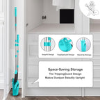 Upgrade Broom with Dustpan Combo Set, Broom and Dustpan Set with 51'' Long Handle, Large Upright Brooms and Dust Pans, ZeroGap Lip, Self-Cleaning Dustpan Teeth for Lobby and Restaurant - Blue