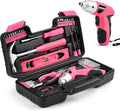 Electric Screwdriver Tool Set 112PCS, Home Tool Kit with 3.6V Small Power Cordless Screwdriver for Women, Pink