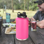 Kerilyn Insulated Gallon Jug with Handle, One Gallon, 128oz Stainless Steel, Large Double Vacuum Water Bottle for Hot & Cold Drinks, Wide Mouth, Sweat Proof, Great for Travel, Camping, Pink