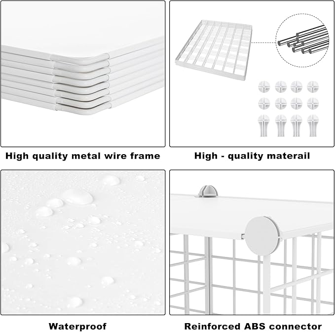AWTATOS 12 Cube Storage Wire Closet Organizers DIY Stackable Storage Shelves Bookcase Cabinet for Home Office, White