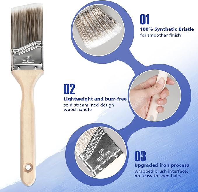 Paint Roller Kit with Extension Pole, 27 Piece Set, 2 to 4 Ft Pole, 4"9" Paint Rollers, Paint Brushes Set for Professional Painting,House Paint Roller for All Latex and Oil Paints & Stains