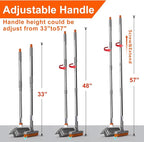 Heavy Duty Floor Scrub Brush and Grout Cleaner Set with Long Handle & Wide Floor Brush with Stiff Bristles Outdoor Scrubber for Cleaning Deck Tile Kitchen Swimming Pool Bathroom(2 Pack Brush Head)