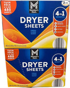 Dryer Sheets, Fresh Clean Scent, Twin Pack, 480 Sheets Total, 4-in-1 Reduces Wrinkles, Fights Static, Softens, Freshens
