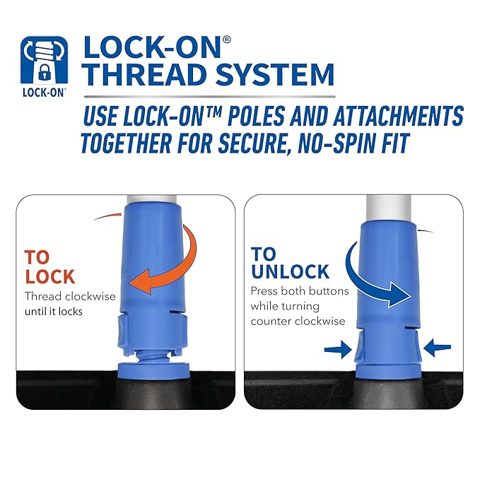 Unger Professional HydroPower Lock-On 10” Bi-Level Scrub Brush, Cleaning Supplies, Scrubber Tool, Compatible with Waterflow Poles, Use in Garage, Driveway, Deck, Concrete, Cement, and Brick