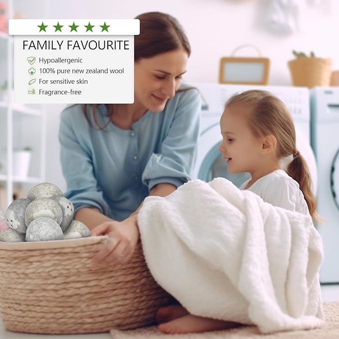 Wool Dryer Balls Handmade 6 Pack XL,organic wool dryer balls laundry reusable 1000 Loads,100% Natural New Zealand Wool Fabric Softener-anti static laundry,Reduces Drying Time,Baby Safe & Odorless gray