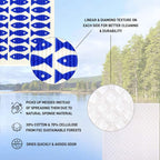 Nordhus Design Swedish Dishcloths,5 Fish Cloths, Made in Sweden - Reusable, Washable Cellulose Cotton Kitchen Cloths - Replace Paper Towels, Wipes, Sponges, Dish Rags