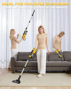 350W Cordless Vacuum Cleaner for Dewalt 20v Battery, 35kPa Brushless Lightweight Stick Vacuum with 3 Mode Suction, 6 in 1 Stick Vacuum Cleaner with HEPA for Floor, Carpet, Car (Battery Not Included)