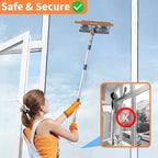 6.4FT Extendable 2-in-1 Window Squeegee & Scrubber with Long Handle, 180° Adjustable Head, Streak-Free Silicone Blade, Multi-Purpose Glass Cleaning Tool for High Windows, Mirrors & Car Windshields