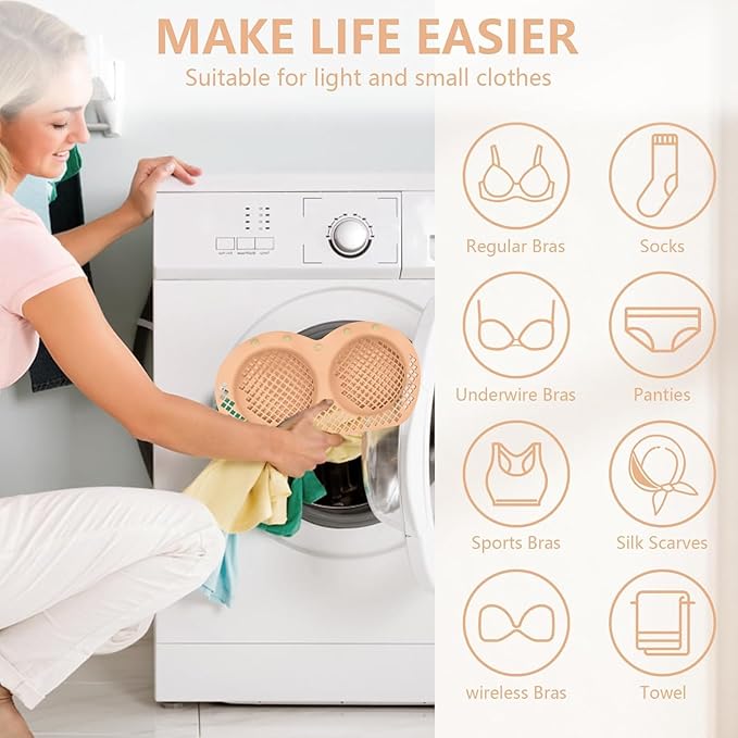 Bra Laundry Bag for Delicates, Machine Mesh Laundry Bags, Lingerie Protector for Bras, 2025 Upgrade No-Fallout Design - Lockable Zipper & 2 Keys for Bras, Underwear, Fits A-38DD Cup